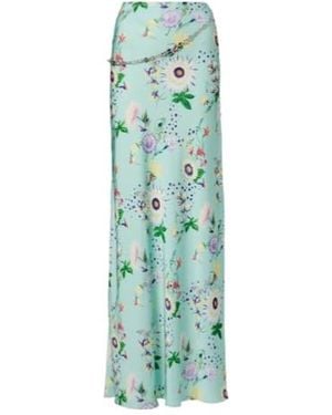 Rabanne Chain-Detail Floral Satin Maxi Skirt - Green