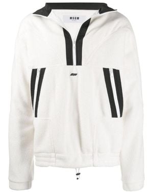 MSGM Logo Plaque Half Zip Jumper - White