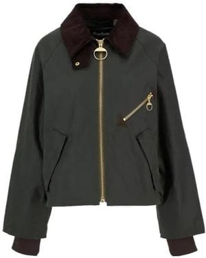 Barbour Corduroy-Collar Zip-Front Jacket - Black