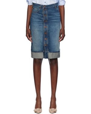 Victoria Beckham Placket Detail Denim Skirt - Blue
