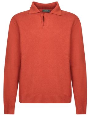 Zanone Virgin Wool Polo Shirt - Red