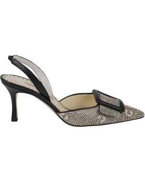 Manolo Blahnik Pointed-Toe High-Heeled Sandals - Metallic