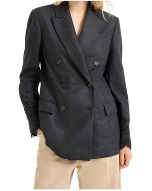 Brunello Cucinelli Double-Breasted Blazer - Black