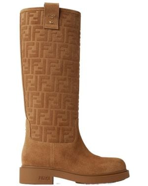 Fendi Filo Ff Motif Boots - Brown