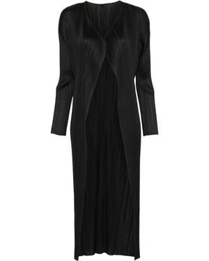 Pleats Please Issey Miyake Pleats Please Issey Miyake Plissé-Effect Draped Lapels Coat - Black