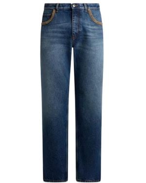 Etro Straight-Leg Cotton Denim Jeans With Contrasting Details - Blue
