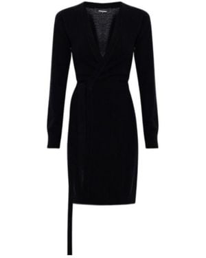 DSquared² V-Neck Tie-Front Dress - Black