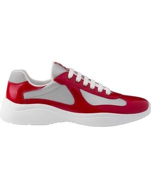Prada Linea Rossa Patent Leather And Technical Fabric Prada America's Cup Trainers - Red