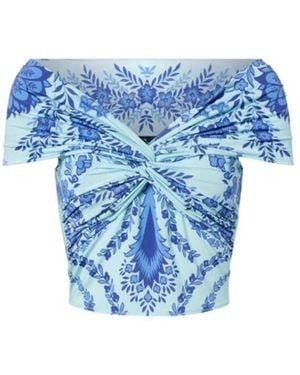 Etro Printed Jersey Crop Top - Blue