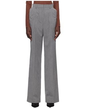 Pushbutton Shoulder Puff Casual Pants - Gray