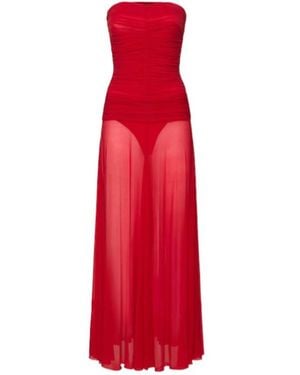 Magda Butrym Strapless Draped Jersey Long Dress - Red