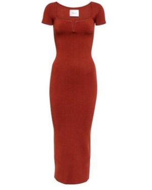 Galvan London Freya Ribbed-Knit Midi Dress - Red