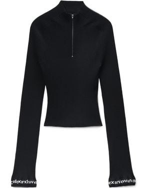 Alexander Wang Logo Detailed Half-Zip Sweater - Black