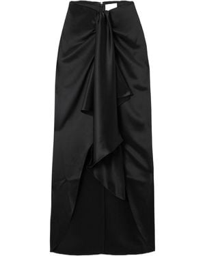 Galvan London Asymmetric Satin Maxi Skirt - Black