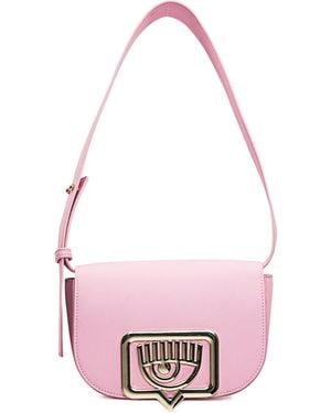 Chiara Ferragni Eyelike Motif Foldover Top Shoulder Bag - Pink