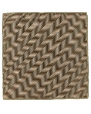 Brunello Cucinelli Chevron-Pattern Silk Pocket Square - Natural