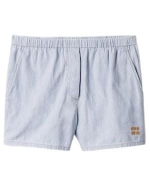 Miu Miu Striped Chambray Bermudas - Blue
