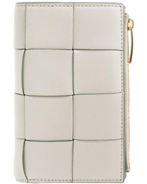 Bottega Veneta Medium Cassette Bi-Fold Zip Wallet - White
