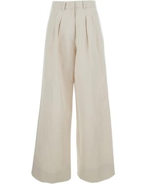 Pt Pantaloni Pt Torino Frankiecotton Pleated Wide-Leg Trousers - White