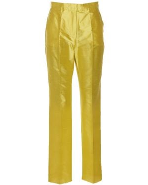Max Mara Studio High Waisted Straight Leg Trousers - Yellow