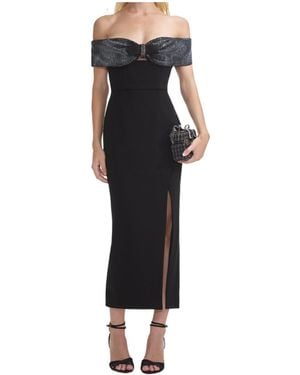 Self-Portrait Crepe Bow Midi Dress - Black