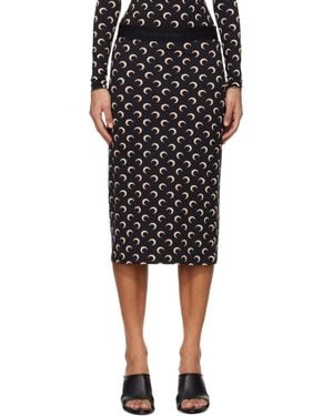 Marine Serre Moon Printed Jersey Midi Skirt - Black