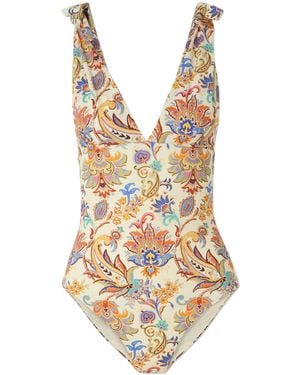 Etro Paisley Printed One-Piece Swimsuit - Metallic