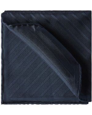Brunello Cucinelli Stripped-Pattern Silk Pocket Square - Blue