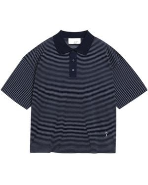 Ami Paris Ami De Coeur Striped Polo Shirt - Blue