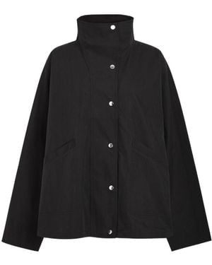 TOTEME Funnel-Neck Cotton-Blend Poplin Jacket - Black