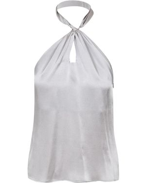 Semicouture Pleated Halterneck Tank Top - Grey