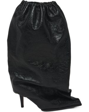 McQueen Bag Pointed-Toe Boots - Black