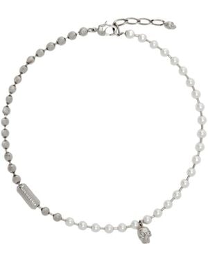 McQueen Skull Embellished Necklace - White