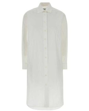 Jil Sander Cotton Poplin Shirt Dress With Multi-Layered Collar - White