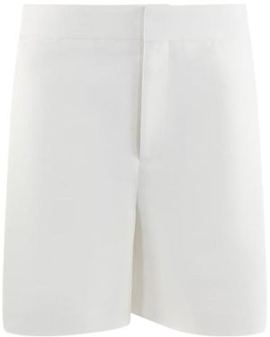 Victoria Beckham Fold Detailed Straight Leg Shorts - White