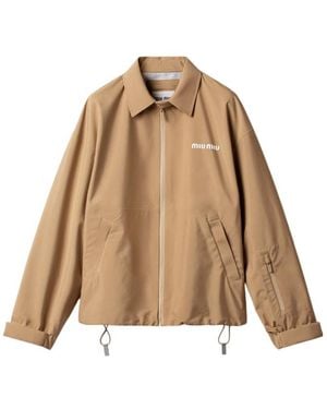 Miu Miu Long-Sleeved Zip-Up Windbreaker - Natural