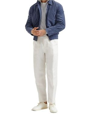 Brunello Cucinelli Suede Bomber Jacket - Blue