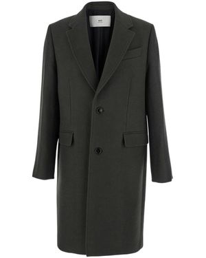 Ami Paris Single-Breasted Coat - Black