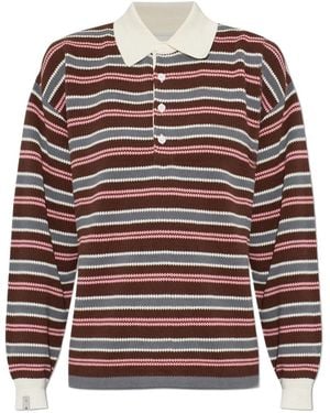 The Upside Wonder Striped Long Sleeve Knitted Top - Red