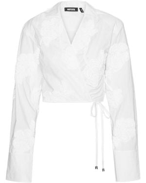 ROTATE BIRGER CHRISTENSEN V-Neck Wrap Shirt - White