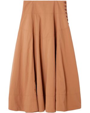 Ulla Johnson Cedar Button-Detailed Crinkled-Shell Midi Skirt - Brown