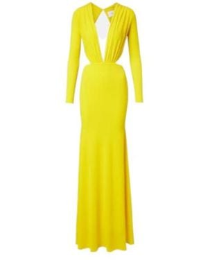 Alex Perry Ruched Open-Back Crepe Jersey Gown - Yellow