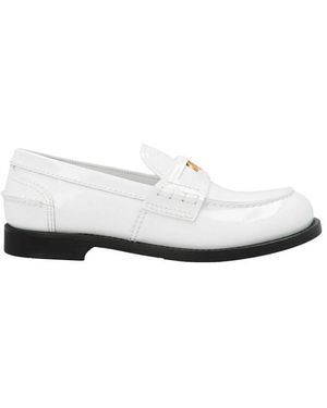 Miu Miu Logo Detailed Slip-On Penny Loafers - White