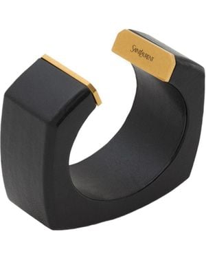 Saint Laurent Geometric Open Bracelet - Black