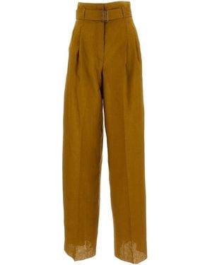 Max Mara Casual Trousers With Belt Loops - Yellow