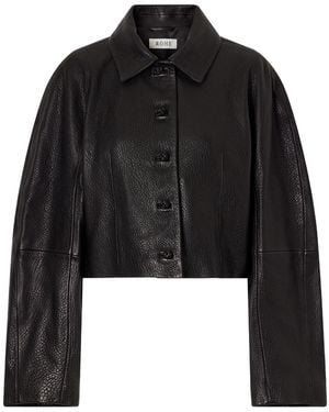Rohe Cropped Textured-Leather Jacket - Black