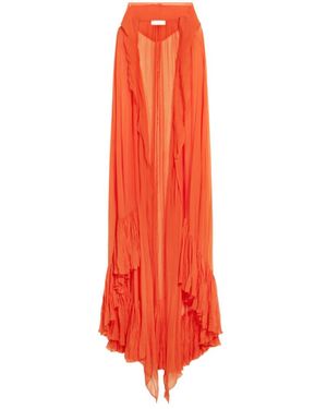 Blumarine Hooded Ruffled Cape - Red