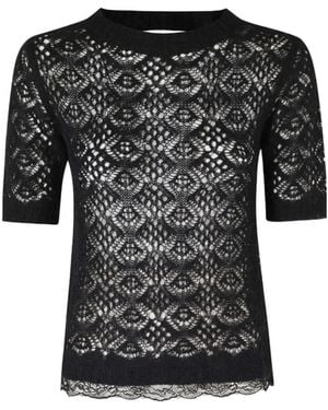ERMANNO FIRENZE Openwork Knitted Top - Black