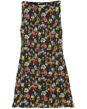 Doen Gianna Shirred Floral-Print Ramie Mini Dress - Green