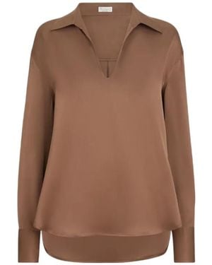 Brunello Cucinelli Silk Satin Blouse - Brown